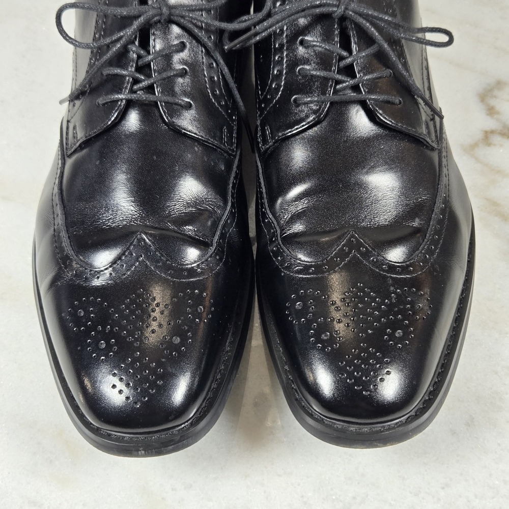 Joseph Abboud Men 12D Black Leather Wingtip Oxford Derby Dress Shoes Brogue